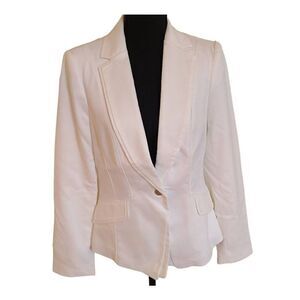 White House Black Market Women's Suit Jacket Single Button Lined White Size 6